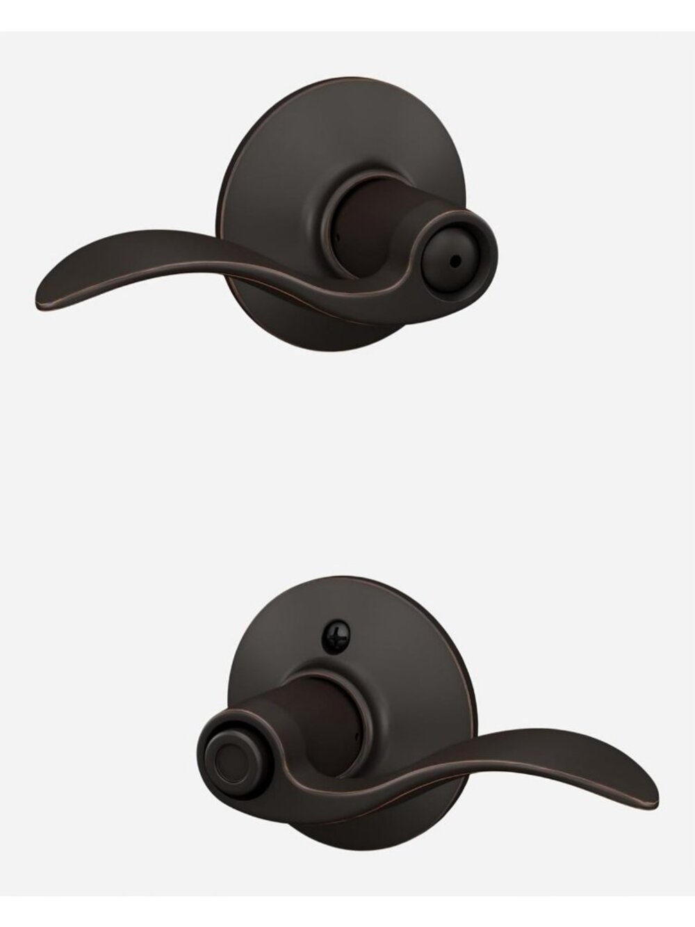 Aged Bronze Door Lever with Privacy Lock for Bedroom & Bathroom - Stylish Accent